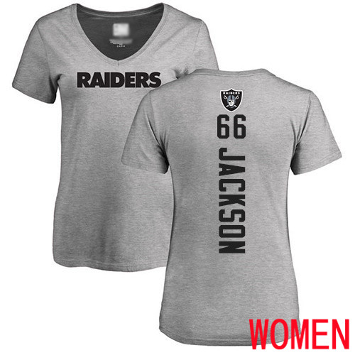 Oakland Raiders Ash Women Gabe Jackson Backer NFL Football #66 T Shirt